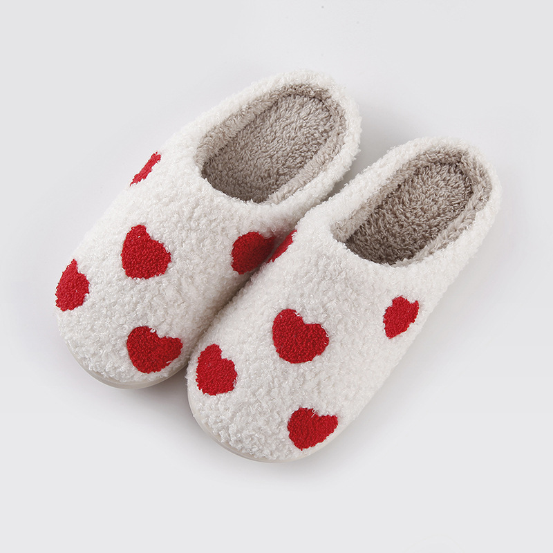New home small love warm winter cotton slippers couple men and women thick bottom soft sole shoes thick non-slip cute