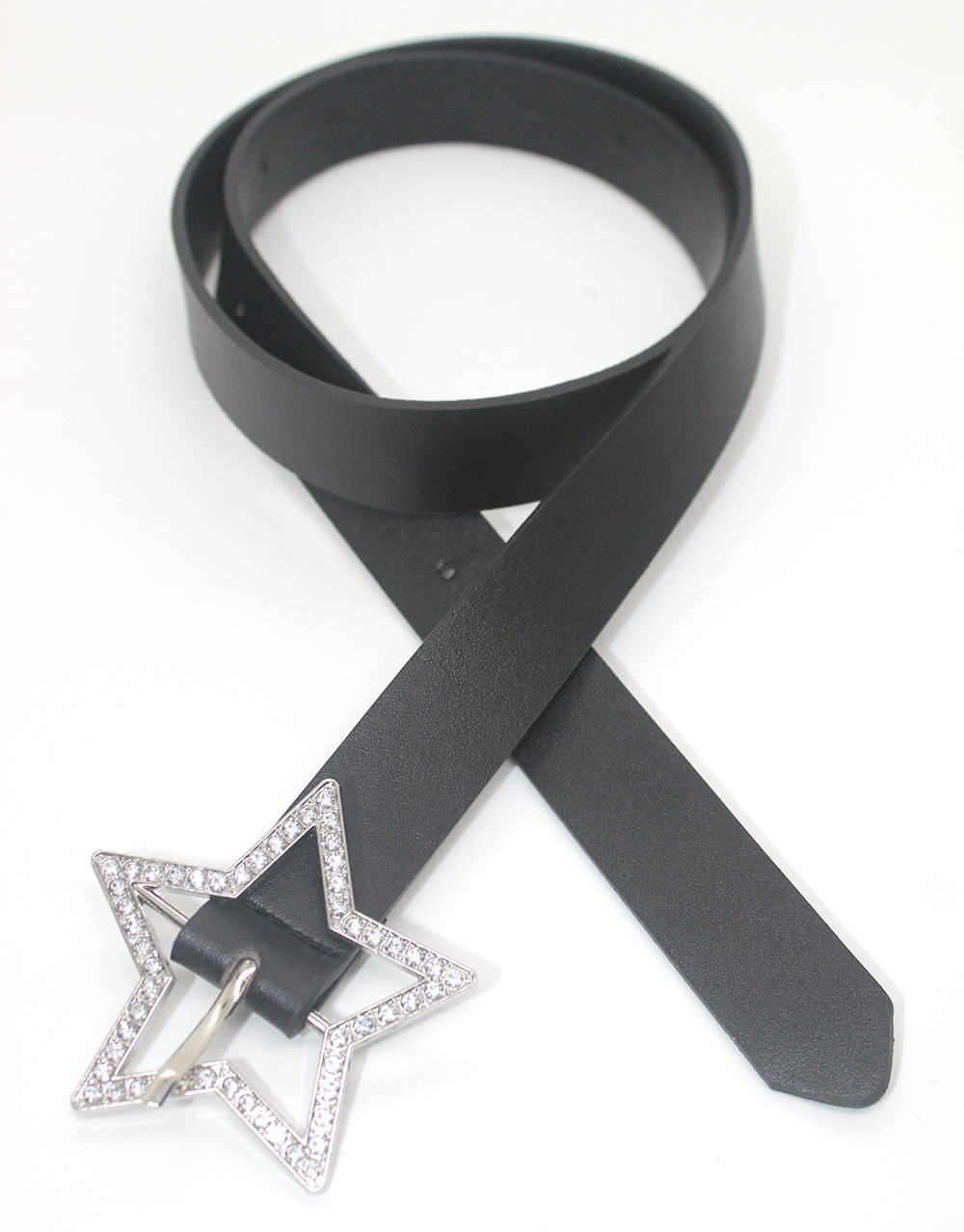 Nowość w stylu Spice Girl Millennium Pink Belt Amerykański styl Metalowa klamra Pięcioramienna gwiazda Pełny pas wiertniczy Pasek na każdy mecz_voghion.com