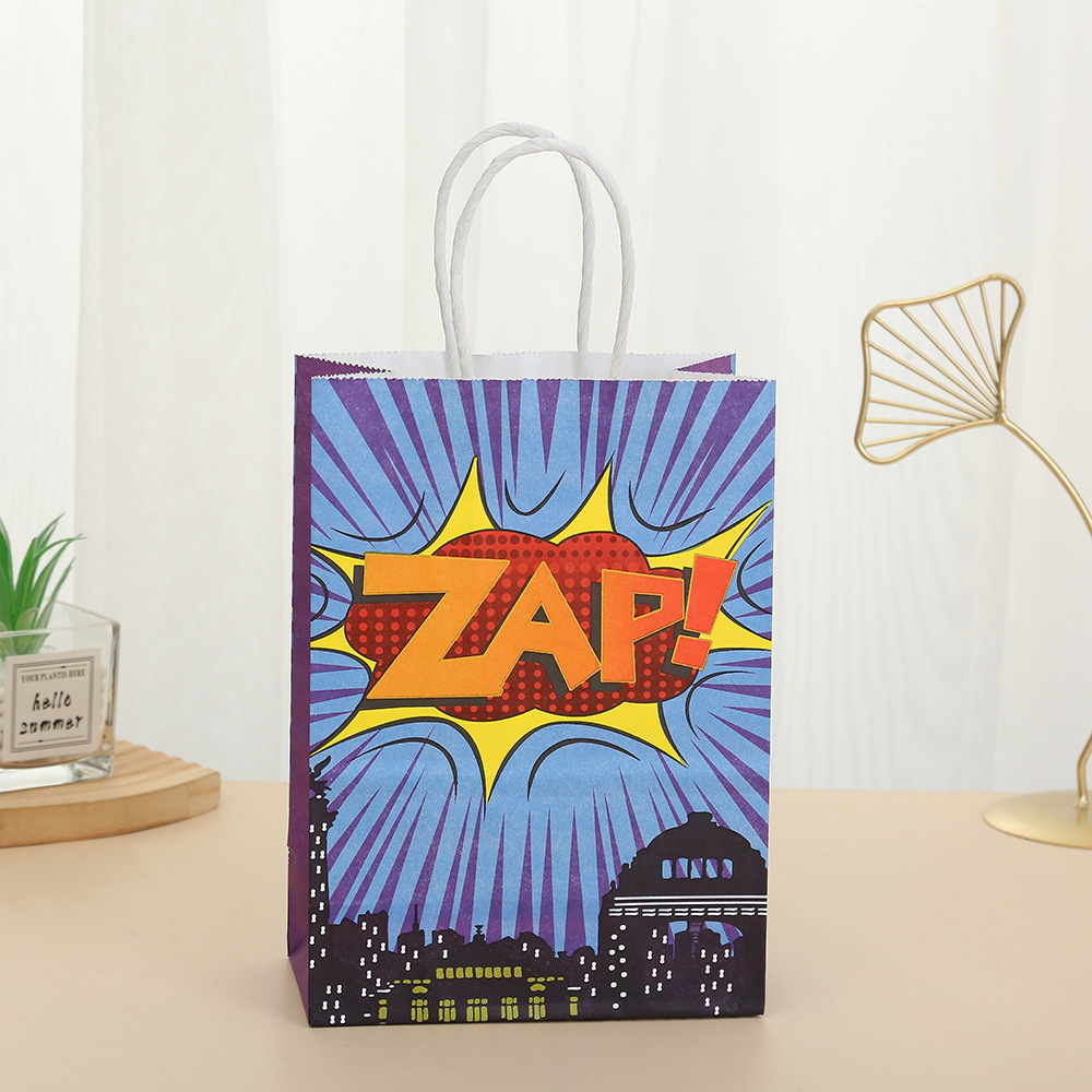 Printed text Kraft paper bag letters cross-border packaging bag holiday gift paper bag spot cartoon shopping bag