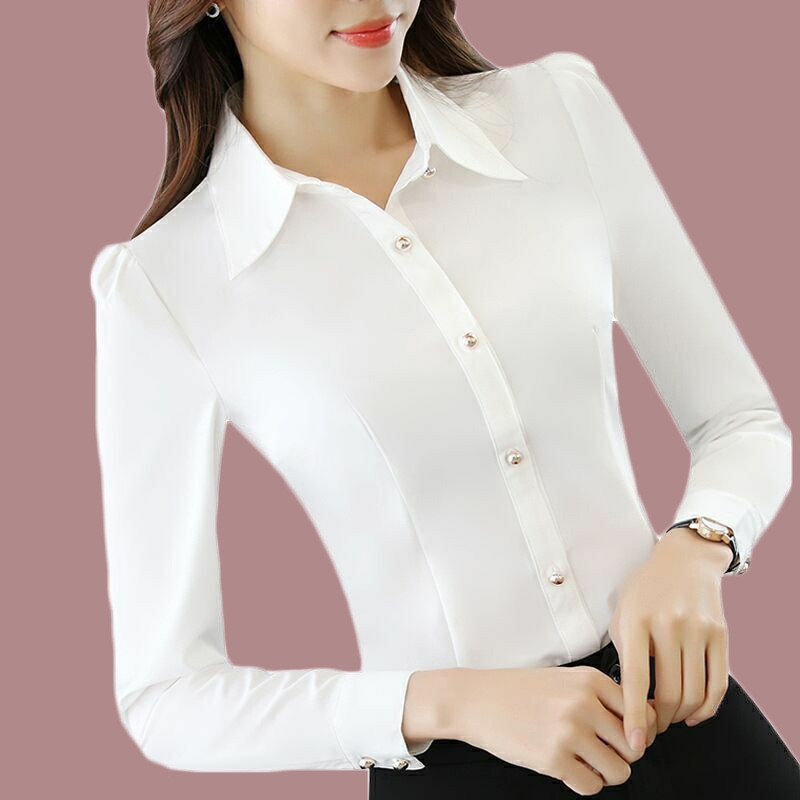 Red Shirt Women's Long-sleeved Spring New Korean Style Slim-fit Slim-fit Business Wear Top Women's Dress Overalls Shirt