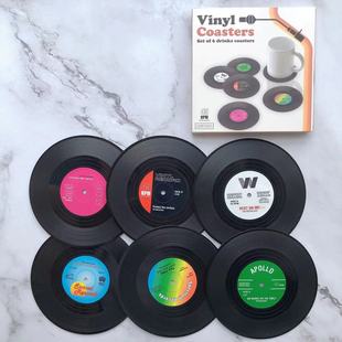 Vintage Record Coaster Vinyl Placemat Retro Vinyl Coffee Coaster Non-Slip Insulation Mat