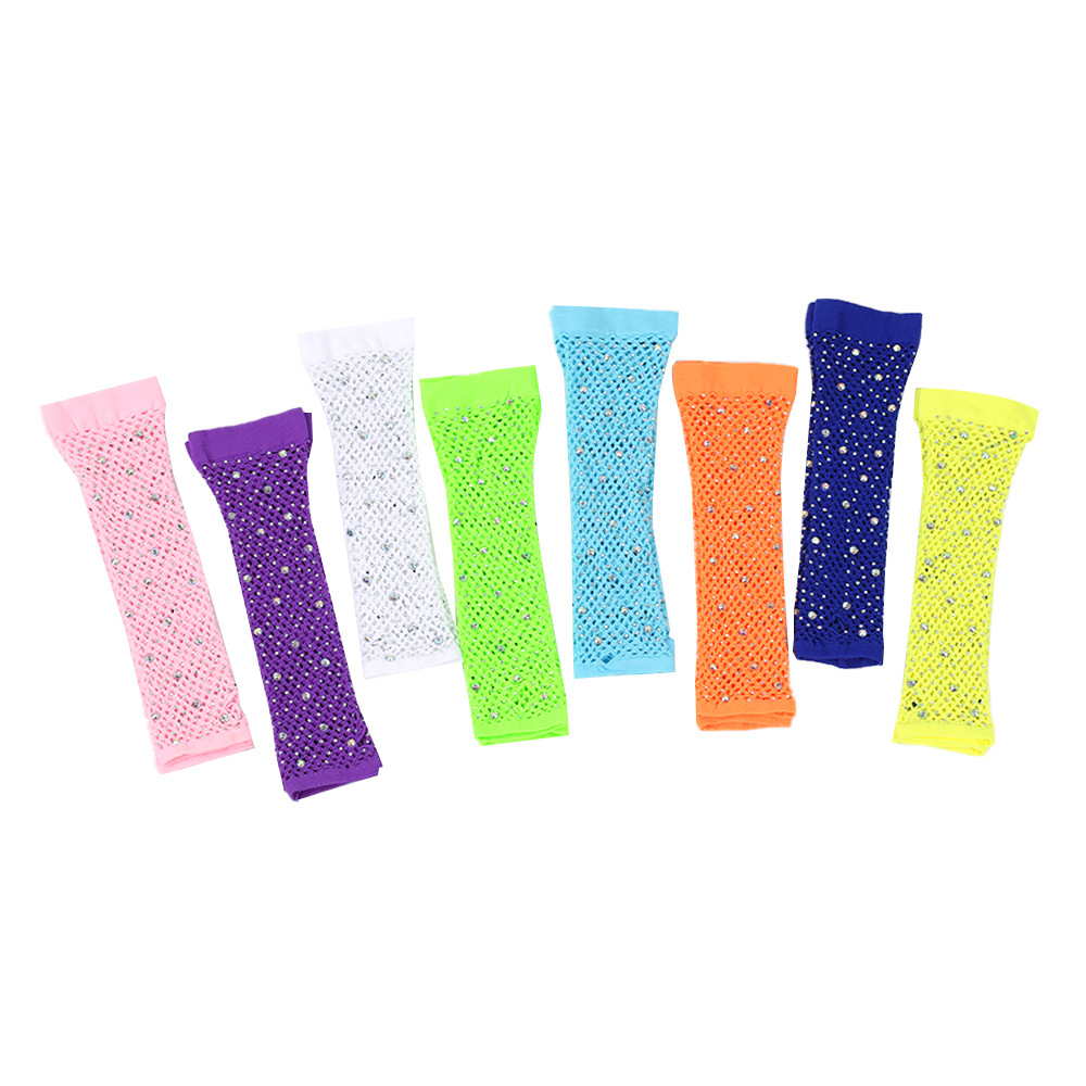 80 Ball Diamond Gloves Party Fishing Net Stretch Mesh Gloves European and American Retro Cross-border Sexy Hot Drilling Gloves_voghion.com