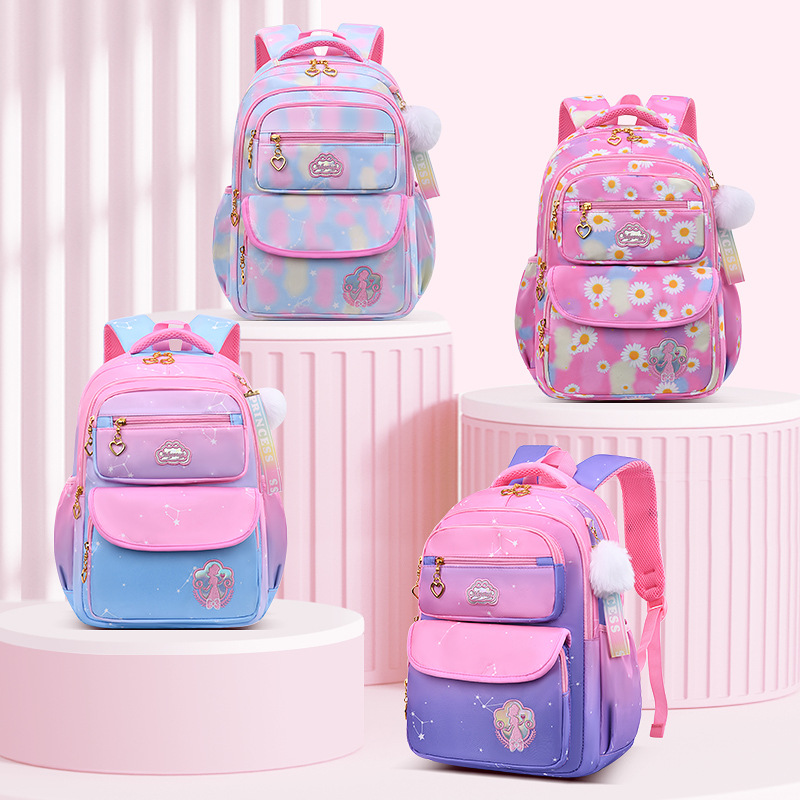 Factory Elementary School Student Backpack 1-6 Grade Dual Shoulder Bag Pressure Relief Back Support Girls' Children's Backpack