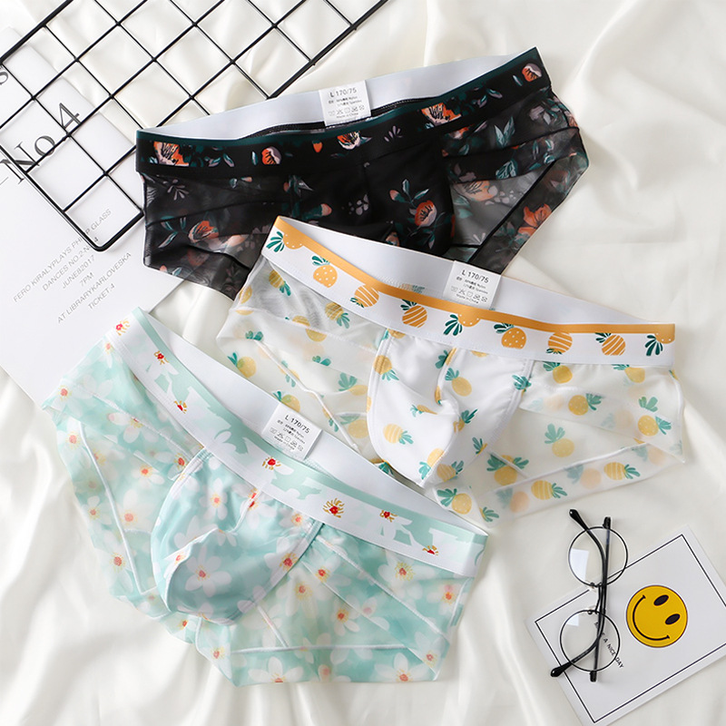 Men's Underwear Low Waist Transparent Mesh Youth Trendy Sexy Boys Underwear Puppet Niang Underwear Head Men