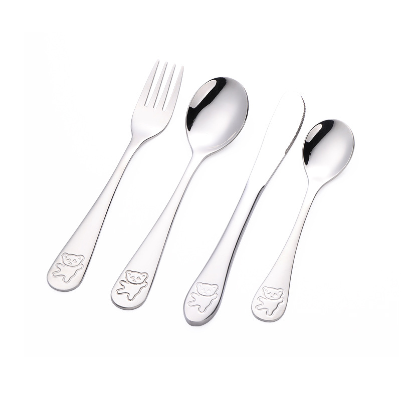 304 stainless steel tableware children's cartoon Western steak knife and fork creative cute bear knife and fork spoon tableware set