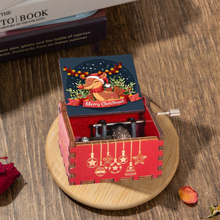 Source Factory Hand-Cranked Music Box Ornaments Classical Carving Christmas Music Box Merry Christmas Music Box Wholesale