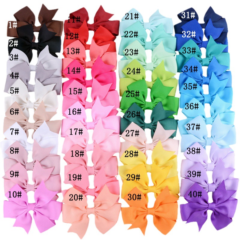 Foreign trade hot selling children's hair accessories V-shaped dovetail rib with bow hairpin duckbill clip jewelry headdress 40 colors