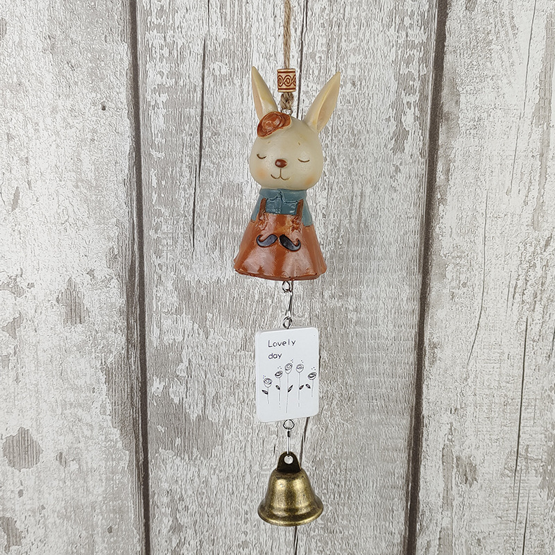 zakka Grocery Cartoon miss Rabbit Resin Crafts Hanging Wind Chimes Couple Student Birthday Valentine's Day Gift