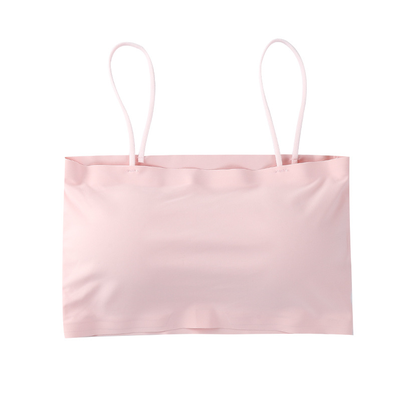 Traceless One-piece Ice Silk Underwear Women's All-match Sling Beautiful Back-wrapped Breast Strapless Girls' Sports Vest Bra