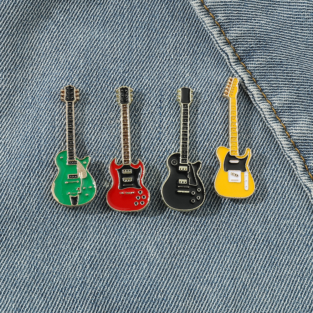 Personalized Creative Guitar Metal Badge Electric Guitar Retro Fashion Musical Instrument Brooch Student Bag Decorative Pin Tide