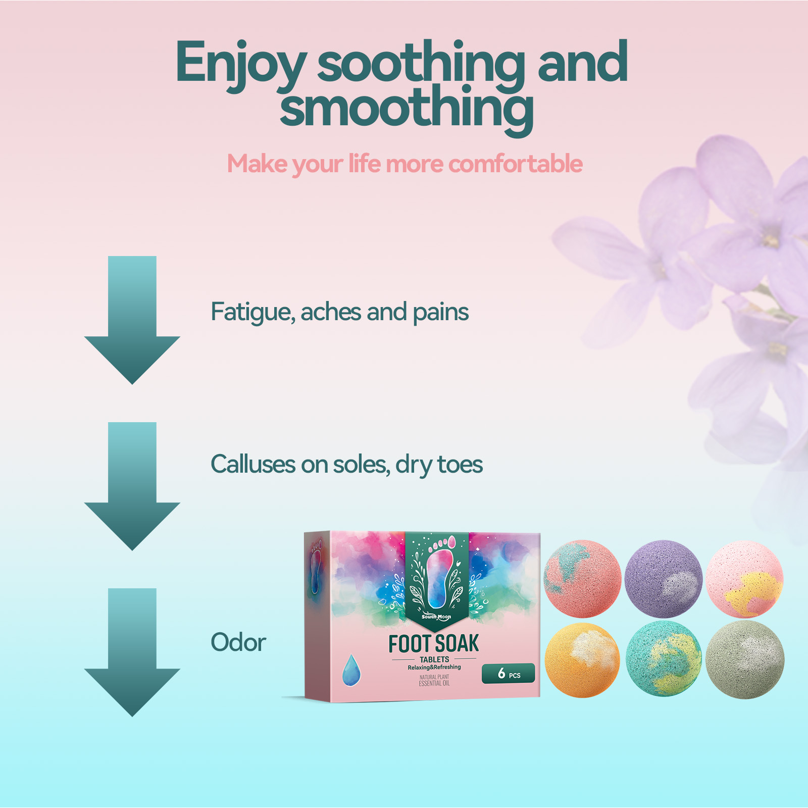 South Moon Aromatherapy Foot Bath Ball Anti-dry Peel Cleaning Moisturizing Foot Repair Heel Foot Bath Ball