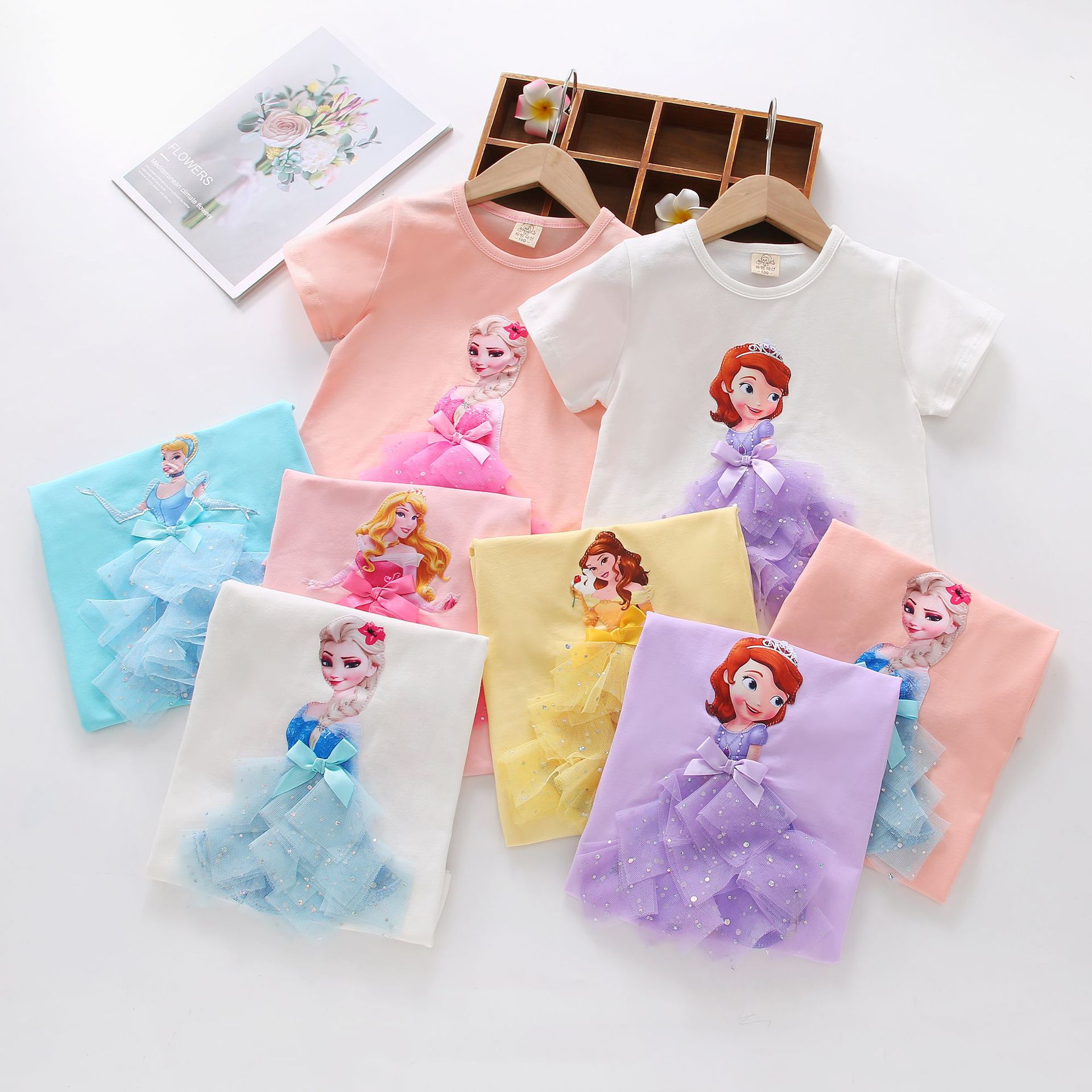 Children's Wear T-shirt Foreign Trade Summer Pink Cotton Round Neck Girls' Top Solid Color Moisture Absorption and Sweat-wicking Trendy Korean Style Base Shirt
