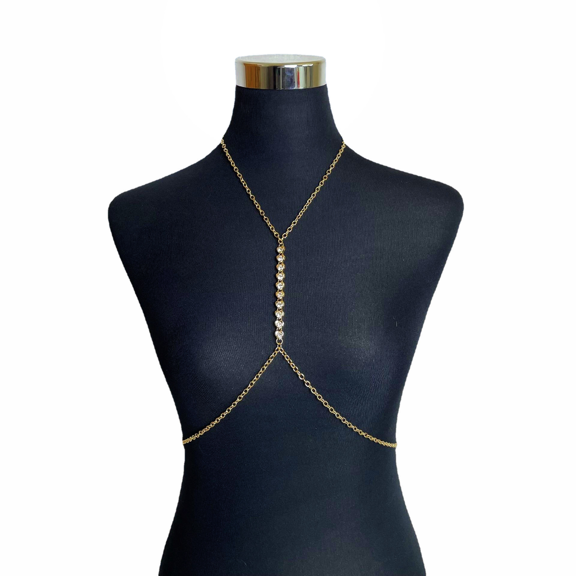 Europe and the United States cross-border new heart-shaped love string chest rhinestone sexy chest chain fashion beach bikini body chain women