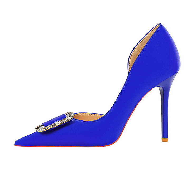 Slim side hollowed-out high heels for women slim heels super high heels rhinestone buckle single shoes_voghion.com