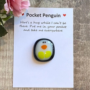 ETSY new Little Penguin Hug Glass Gift belt greeting card A Little Pocket Penguin Hug