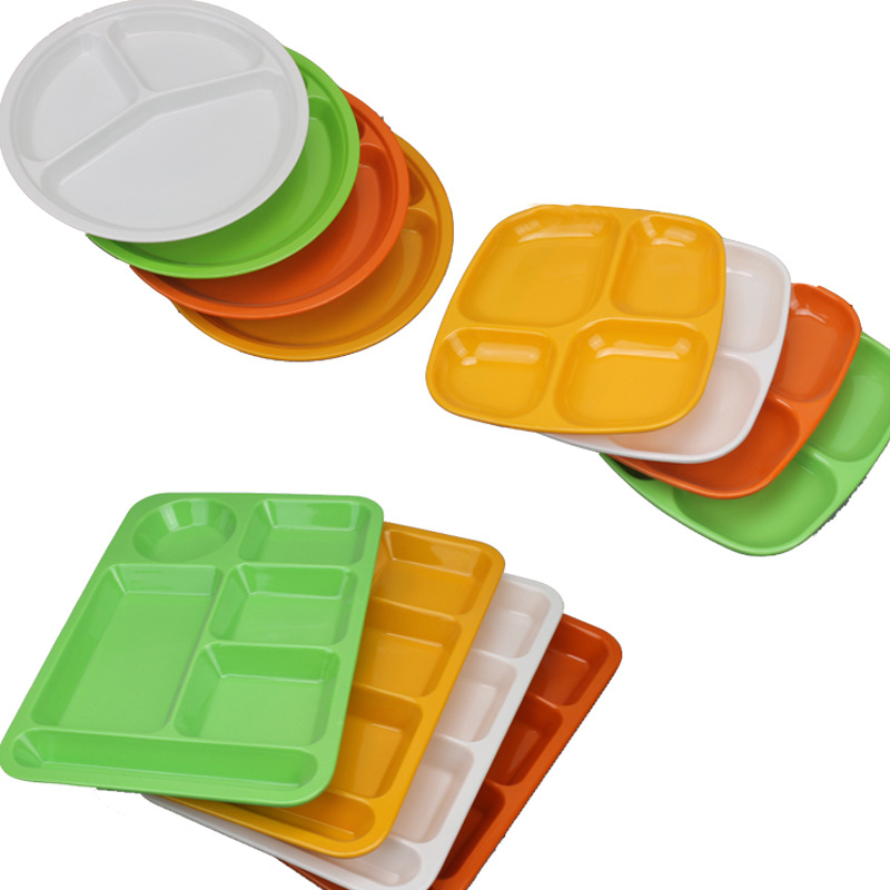 Fast Food Plate School Split Dinner Plate melamine Color Split Dinner Plate Plastic Staff Set School Canteen Dinner Plate