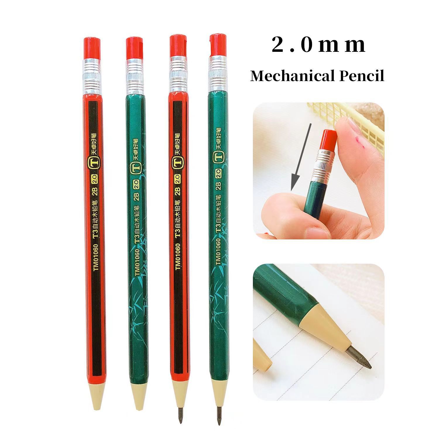 01060 automatic wooden pencil ins e-commerce 2.0 thick head refill with pencil sharpener Primary School students pencil-free