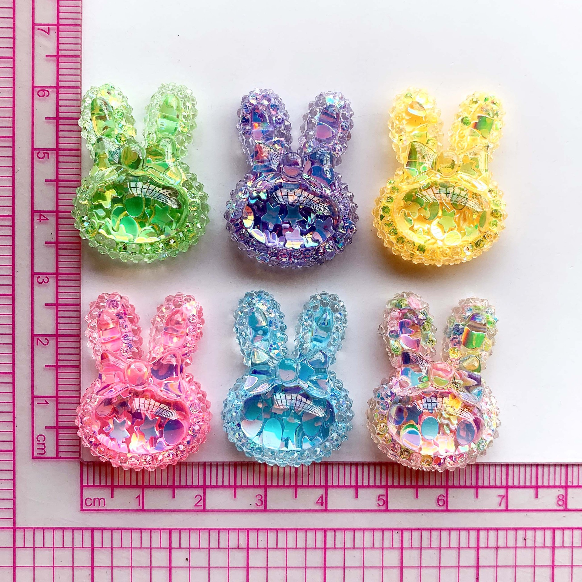 High transparent five-pointed star sequins rabbit head AB glue jewelry accessories diy hairpin accessories handmade hair accessories material