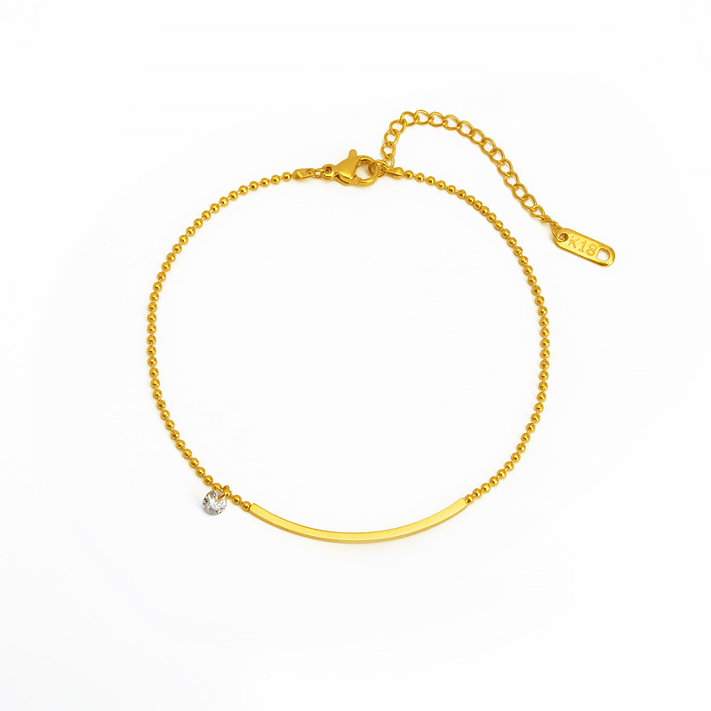 2022 Live Explosions Titanium Steel Round Bead Anklet Fashion Joker Single Diamond Smile Anklet 18K No Fading Jewelry for Women