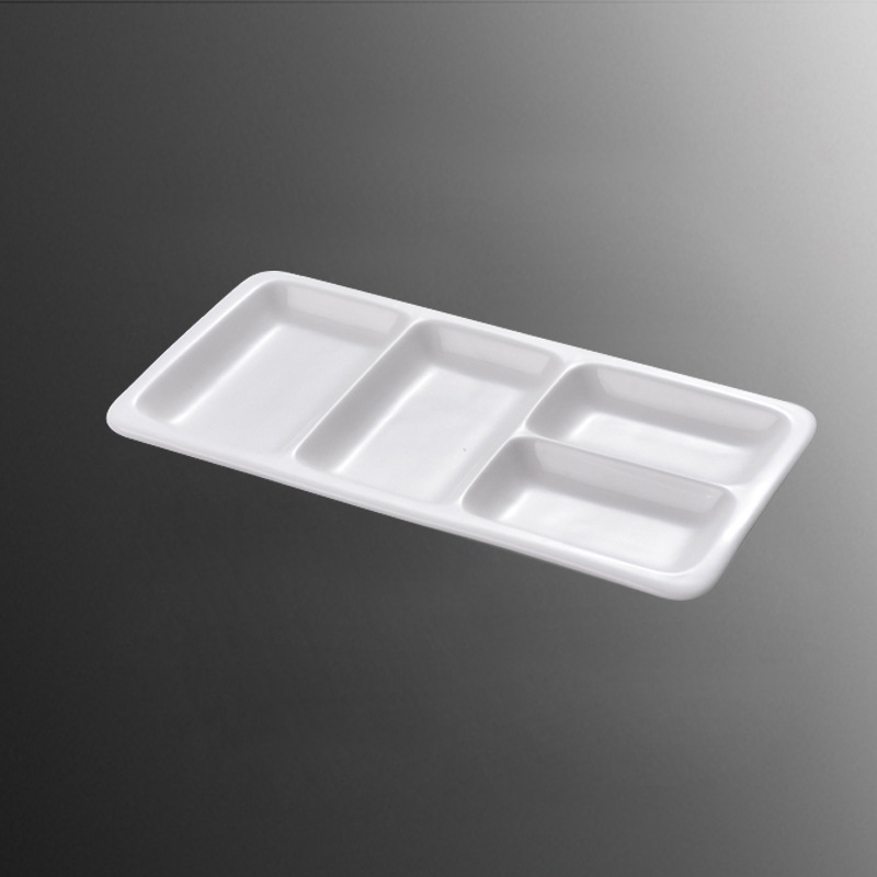 Pure White Flavor Dish Ceramic Sauce Dish Three-panel Dish Pigment Color palette Japanese-style Two-panel Dish Commercial Split Dip Dish