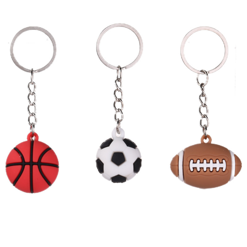 ミニバスケットボールサッカー野球ラグビー球技キーホルダー3D立体PVCサッカーキーホルダーアクセサリー|undefined