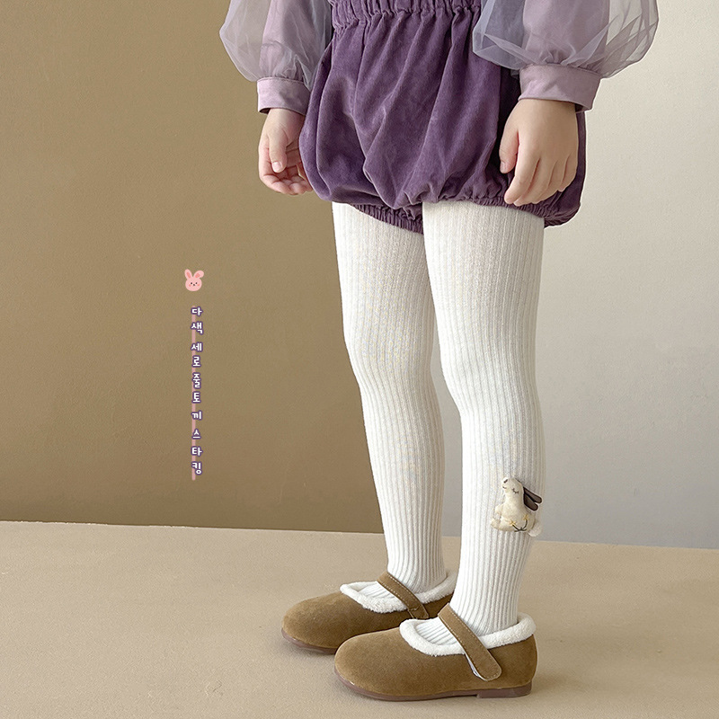 23 new children's pantyhose girls leggings spring and autumn striped Princess cute rabbit baby socks wholesale cotton
