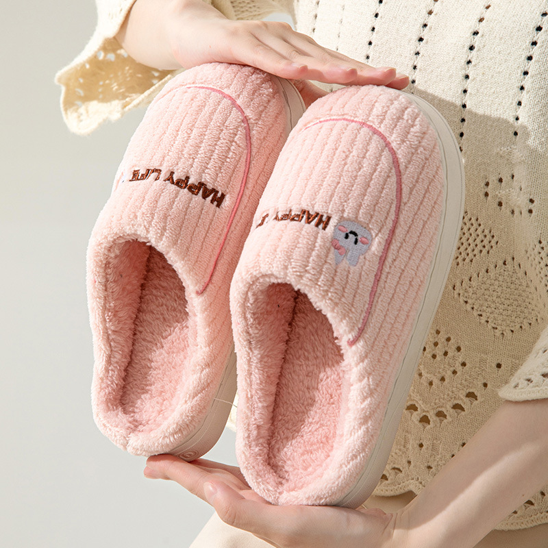 Cotton slippers for women thick-soled autumn and winter home furnishings for couples indoor warm and cute non-slip men's cotton slippers wholesale