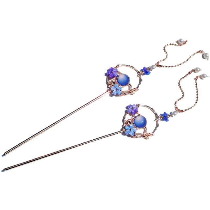 Antique Hanfu Hairpin Disc Hair Hairpin Daily All-match Simple Tassel Hair Hairpin Stick Chinese Style Headwear Hair Accessories for Women