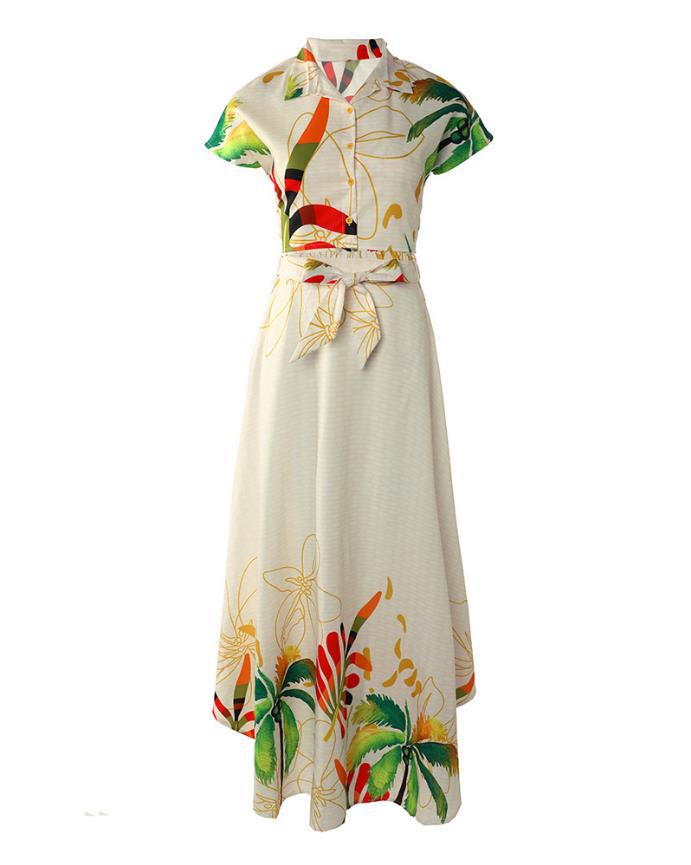 2022 Amazon European and American new fashion positioning printing skirt suit a large number of in stock