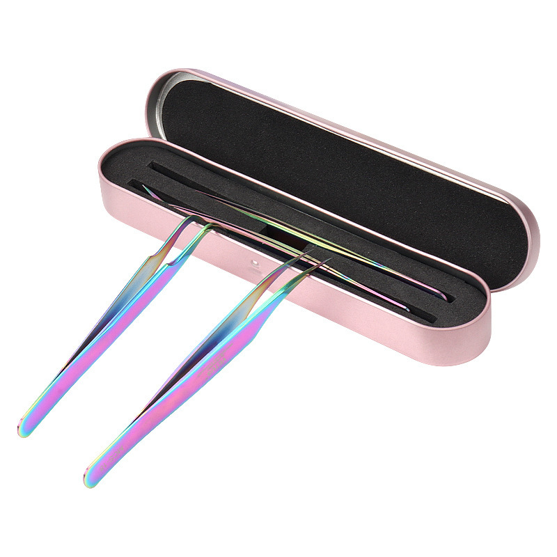New Beauty Eyelash Double Slot Tweezers Storage Box Planting Eyelash Tool Protection Box Portable Tinplate Tweezers Box