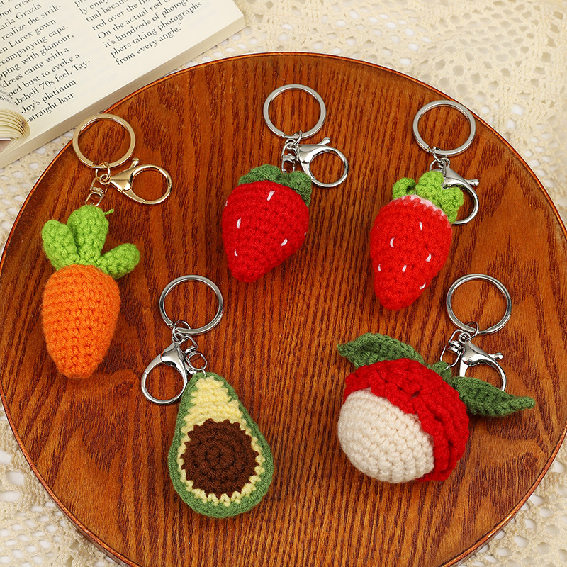 Fruit Theme Woven Cotton Thread Keychain Accessories Accessories Cute Couple Pendant Creative Car Bag Keychain