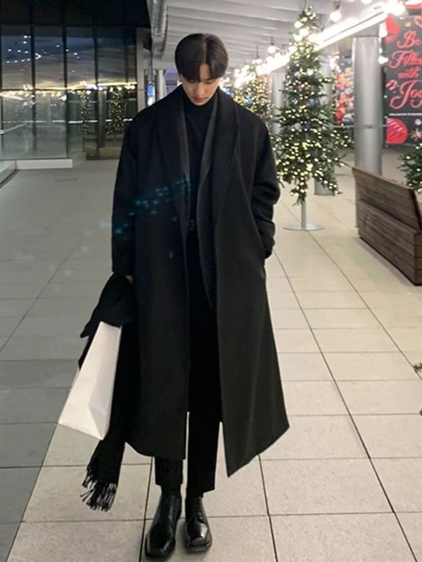 Autumn and Winter woolen overcoat men's double-layer trench coat mid-length over-the-knee Korean style high-grade cashmere woolen overcoat fashion