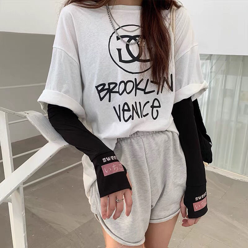 Japanese Style Ice Silk Ice Sleeve Men's and Women's Summer Sunscreen Hand Sleeve Women's Sleeve Arm Guard Long Thin Gloves UV Protection for Driving