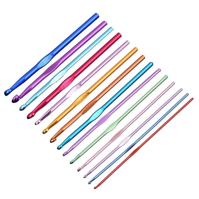 2023 hot selling color alumina single crochet DYI Knitting tools aluminum crochet sweater needle manufacturers in stock