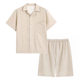 Japanese-style Muji Home Clothes Good Short-sleeved Double-layer Yarn Cotton Suit Short-sleeved Shorts Suit Plaid Couple