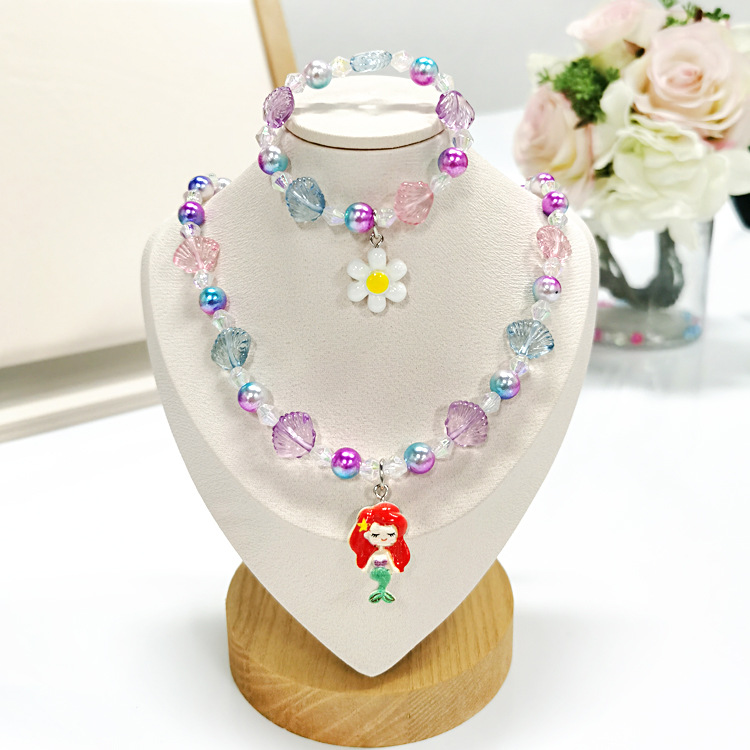 Children's necklace set cute mermaid unicorn rainbow necklace girls jewelry