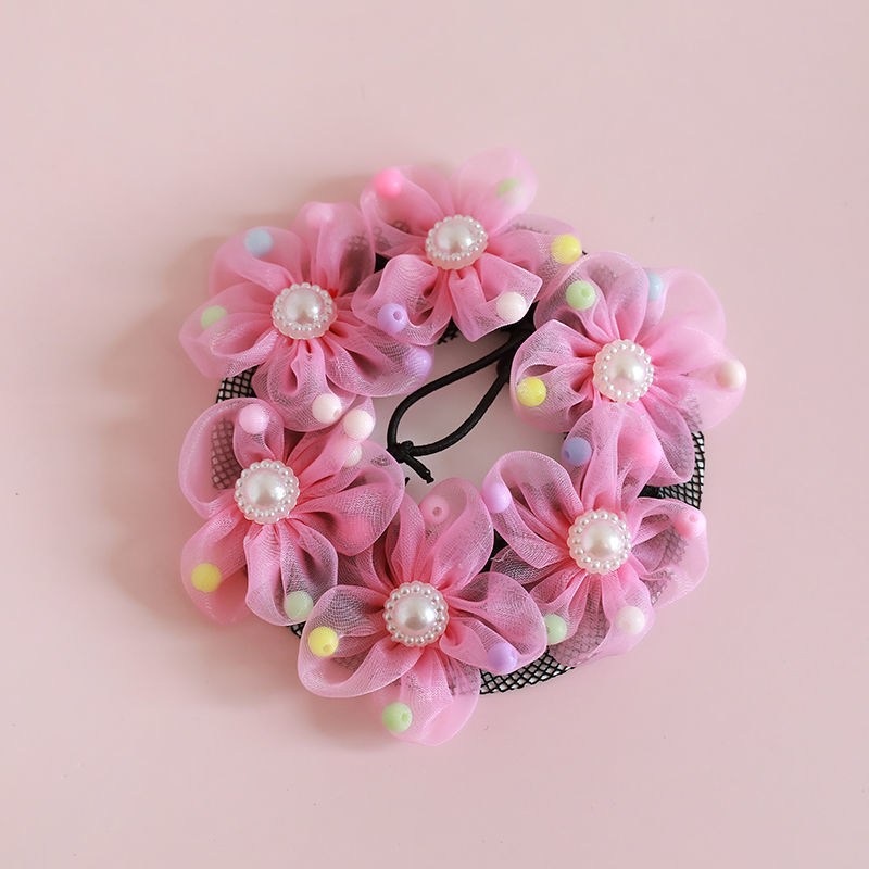 Drawstring Children's Dance Hair Mesh Set Meatball Head Hair Puller Adult Professional Stewardess Nurse Flower Bud Net Bag Female