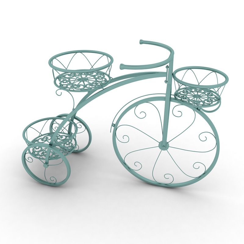 European Style Wrought Iron Bicycle Hanging Basket Flower Rack Bicycle Multi-layer Indoor Floor Flower Pot Rack Fleshy Green Rose Balcony Flower Rack