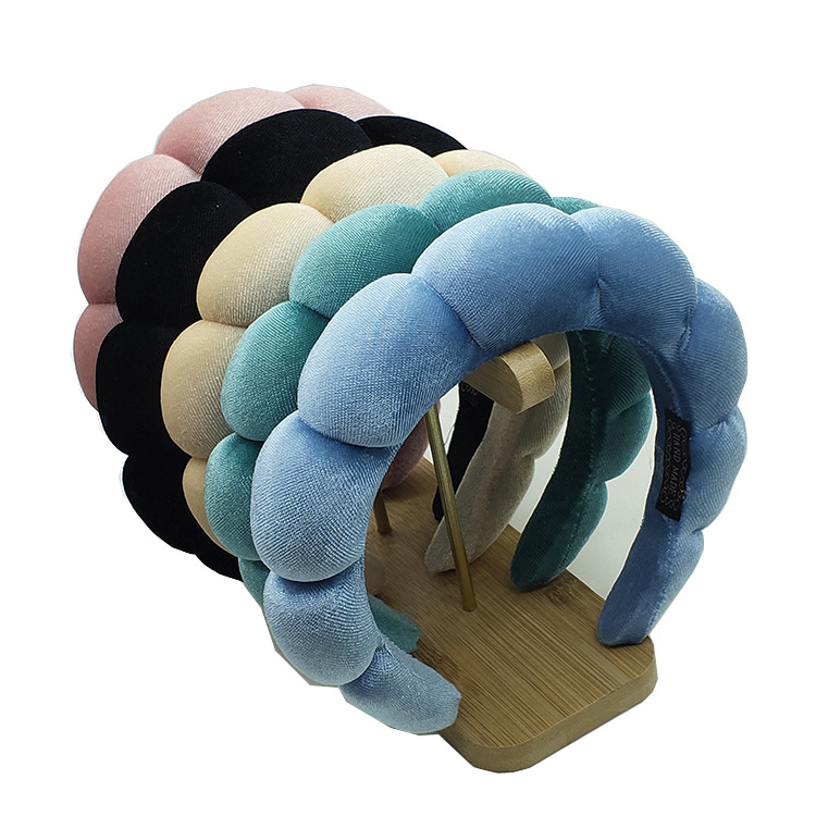 Cross-border Amazon towel cloth sponge twist hair band high Skull top colorful cloud headband female headdress European and American headband