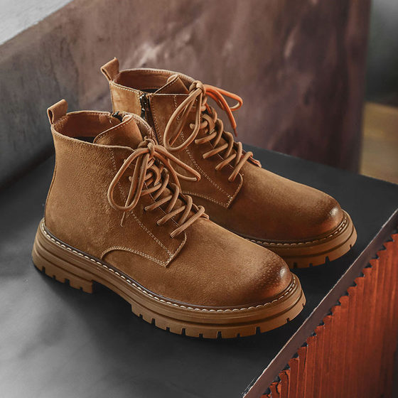 Vintage Martin Boots Men's 2022 Autumn New Short Boots Fashionable All-match Rhubarb Boots Men's British Style Workwear Boots Men's Shoes