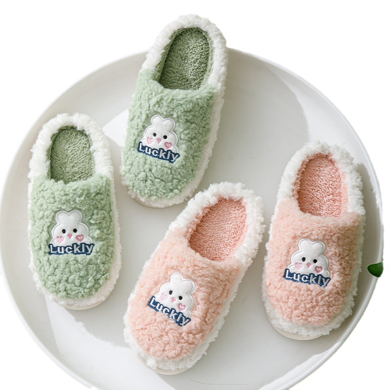 Factory wholesale cotton slippers women's autumn and winter indoor warm home thick bottom couple plush slippers home winter
