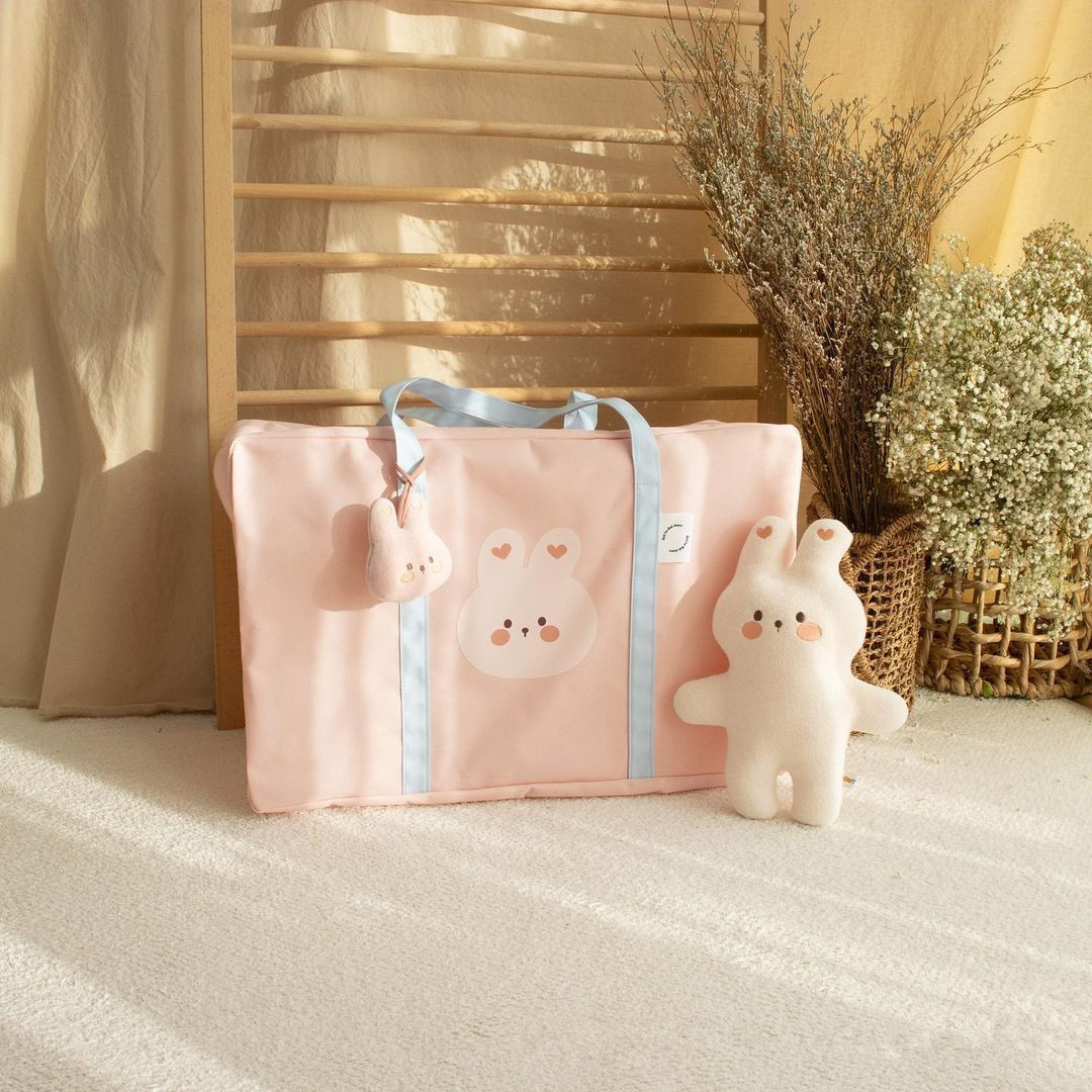 ins South Korea same style solid color Bear kindergarten quilt storage bag bedding packing bag large capacity luggage bag