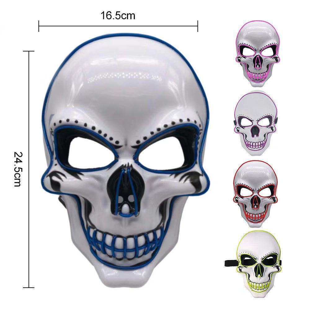 Halloween LED luminous horror mask cold light skull mask men's and women's party props cross-border e-commerce source