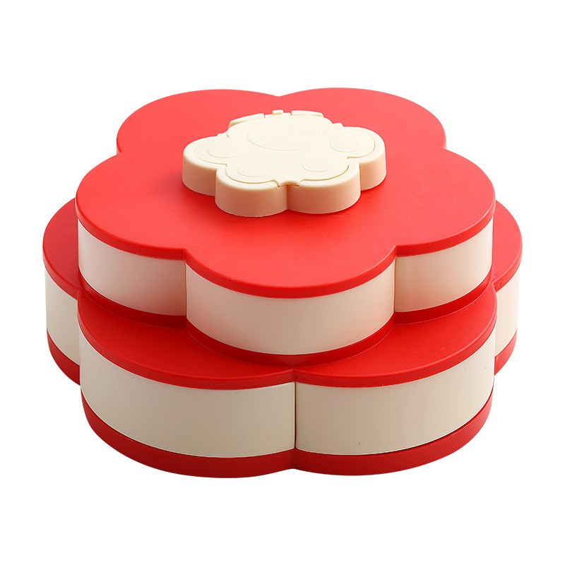 Candy Plate New Year Happy Fruit Plate Living Room Dried Fruit Plate Crate Fruit Plate Rotating Fruit Plate Household Snack Storage Box