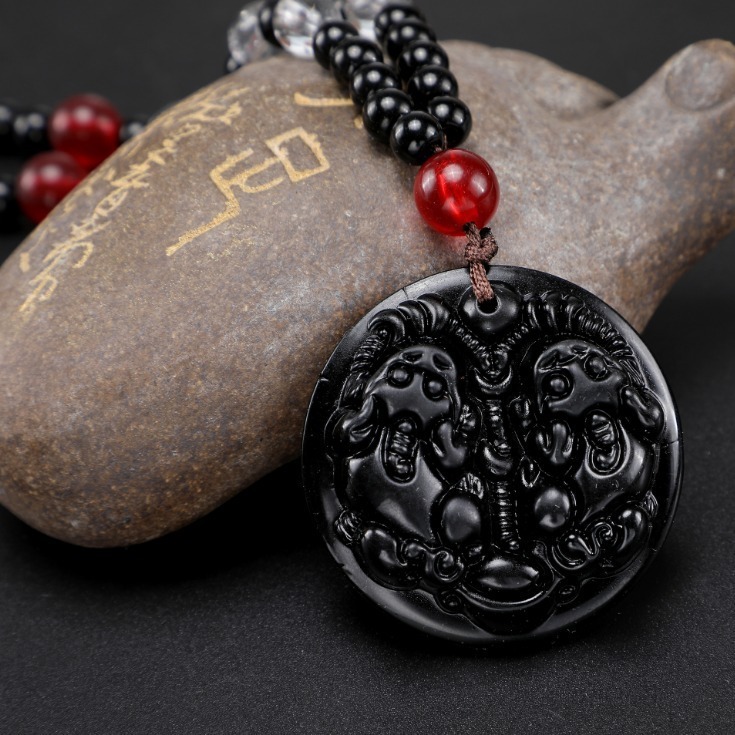 Wholesale Obsidian Dragon Brand Guan Gong Pixiu Necklace Pendant Couple Necklace Jewelry