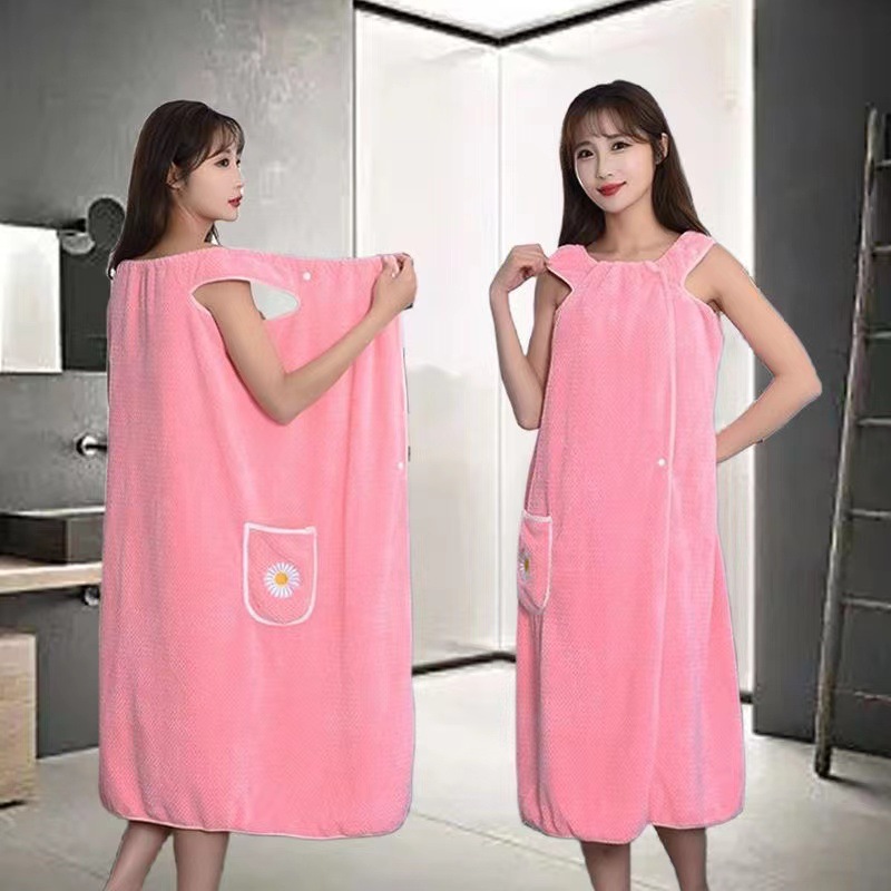 Bathrobe Special Sale Clearance Wearable Wrap Towel Adult Bath Towel Cotton Absorbent Bath Skirt Long Coral Fleece Bath Skirt