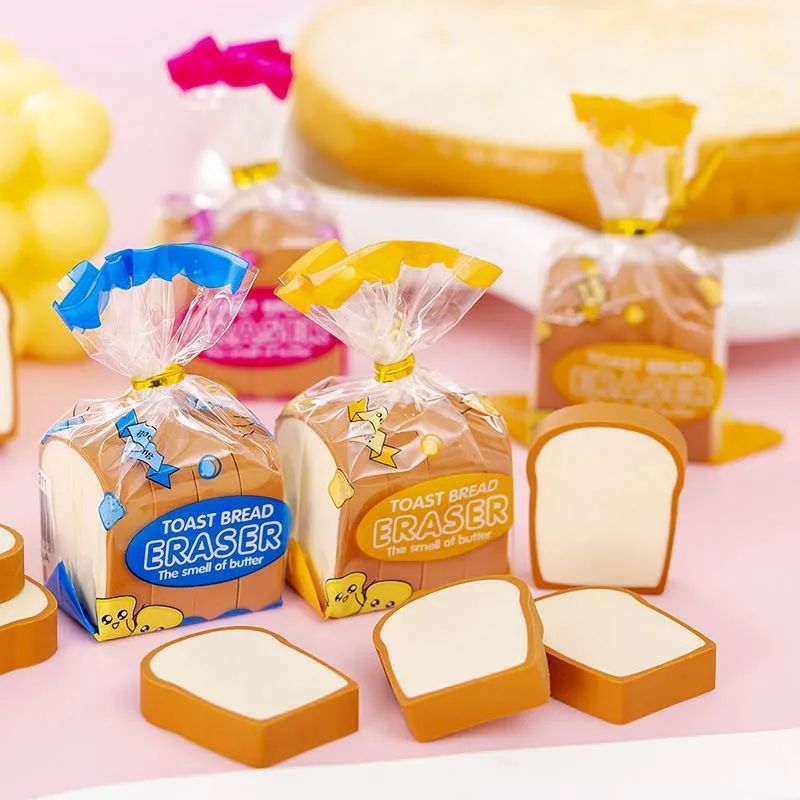 Toast Bread Eraser Primary School Students Creative Food Modeling Eraser Funny Rubber Stationery Primary School Students Prizes