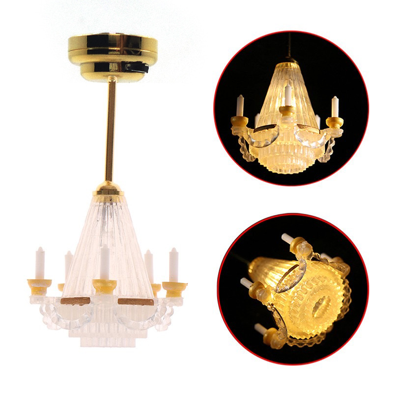 1:12 DOLLHOUSE accessories DOLLHOUSE wall lamp European-style table light will be on LED light toggle switch cross-border ornaments