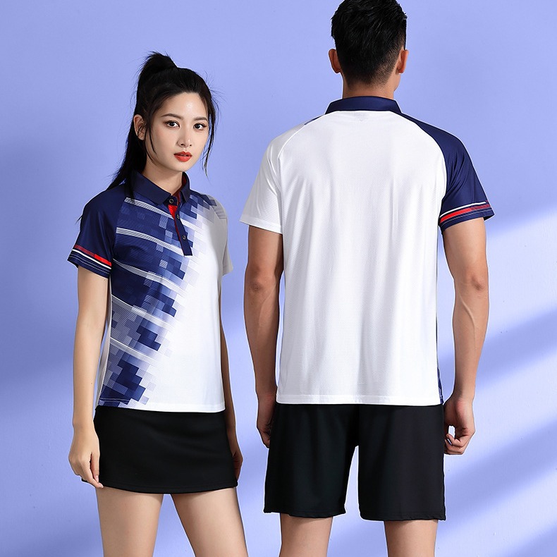 Short-sleeved lapel adult summer quick-drying tennis suit student group purchase competition outdoor fitness top badminton suit