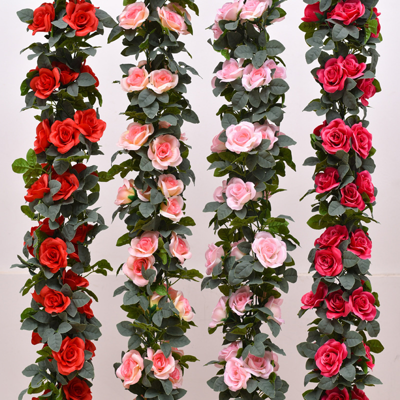 16 rose vine artificial flower Vine air conditioning water pipe home decoration fake rose vine